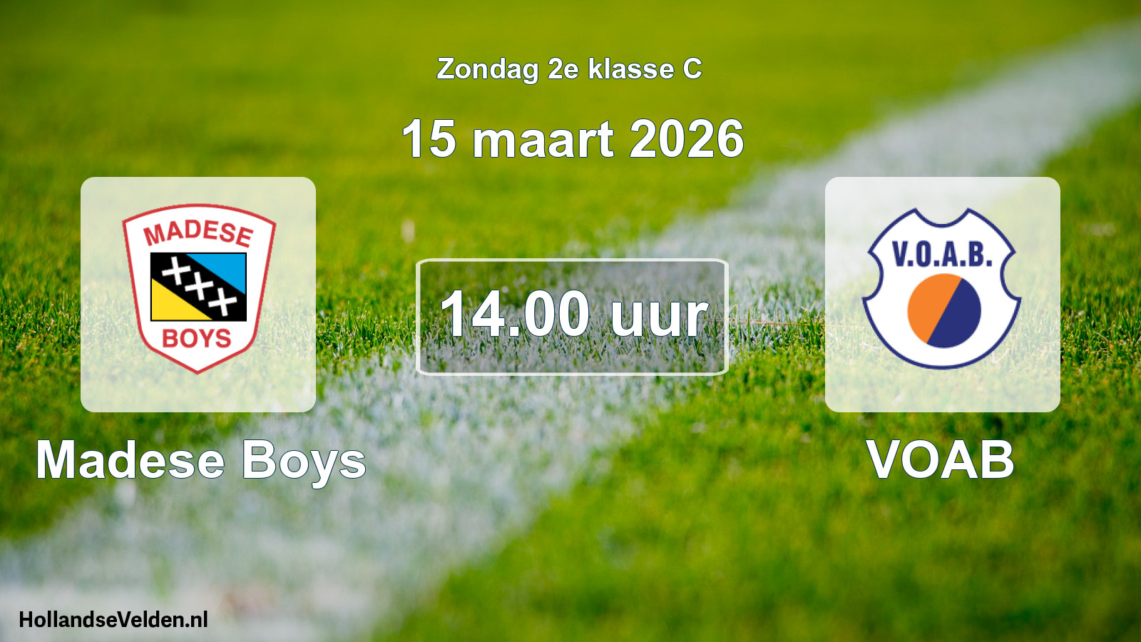 Geplande wedstrijd: Madese Boys - VOAB (15 maart 2026)