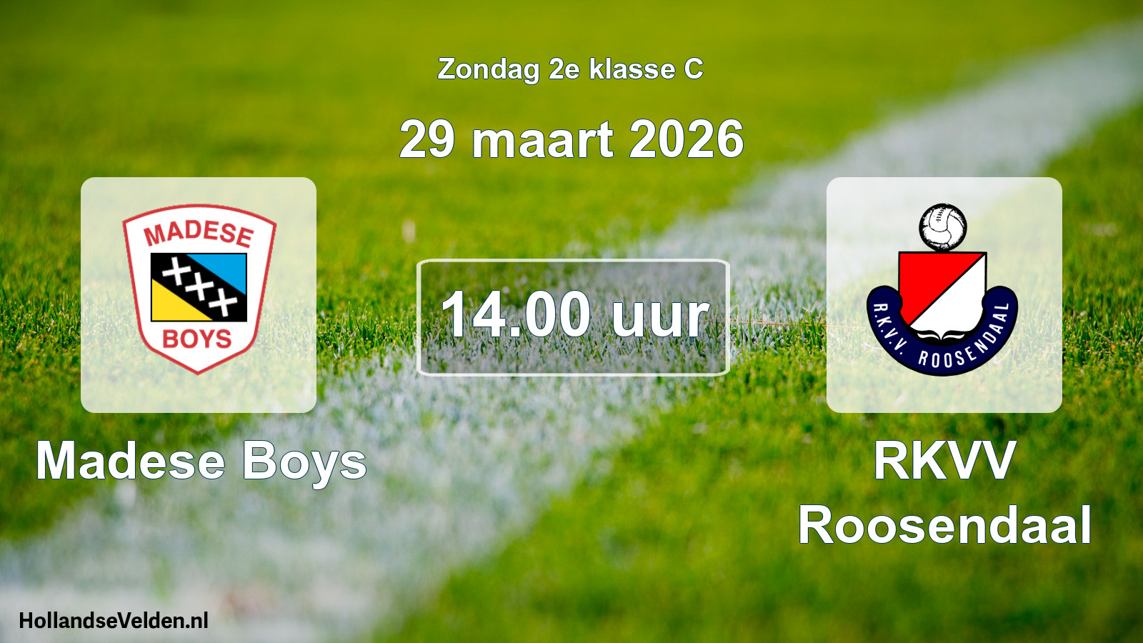Scheduled Match: Madese Boys - RKVV Roosendaal (29 March 2026)