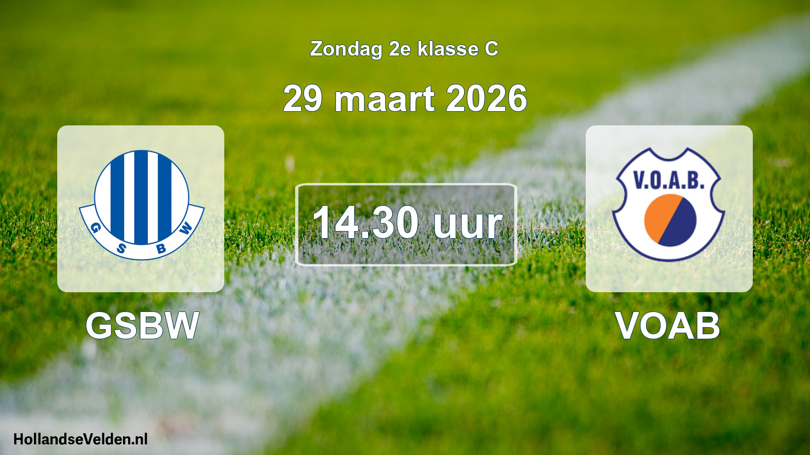 Geplande wedstrijd: GSBW - VOAB (29 maart 2026)
