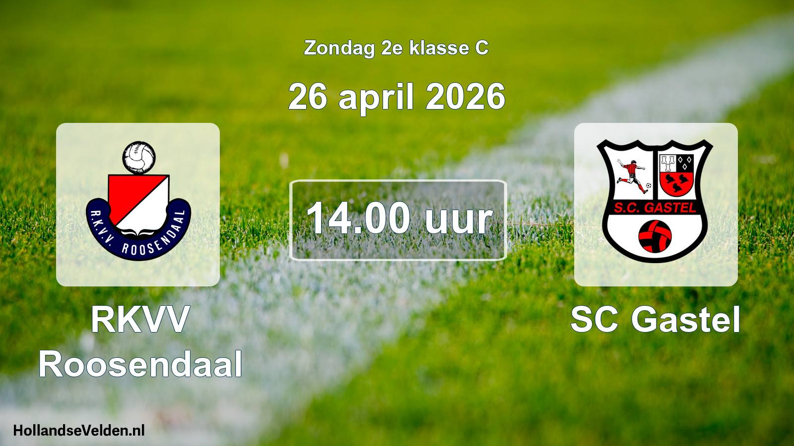 Geplande wedstrijd: RKVV Roosendaal - SC Gastel (26 april 2026)