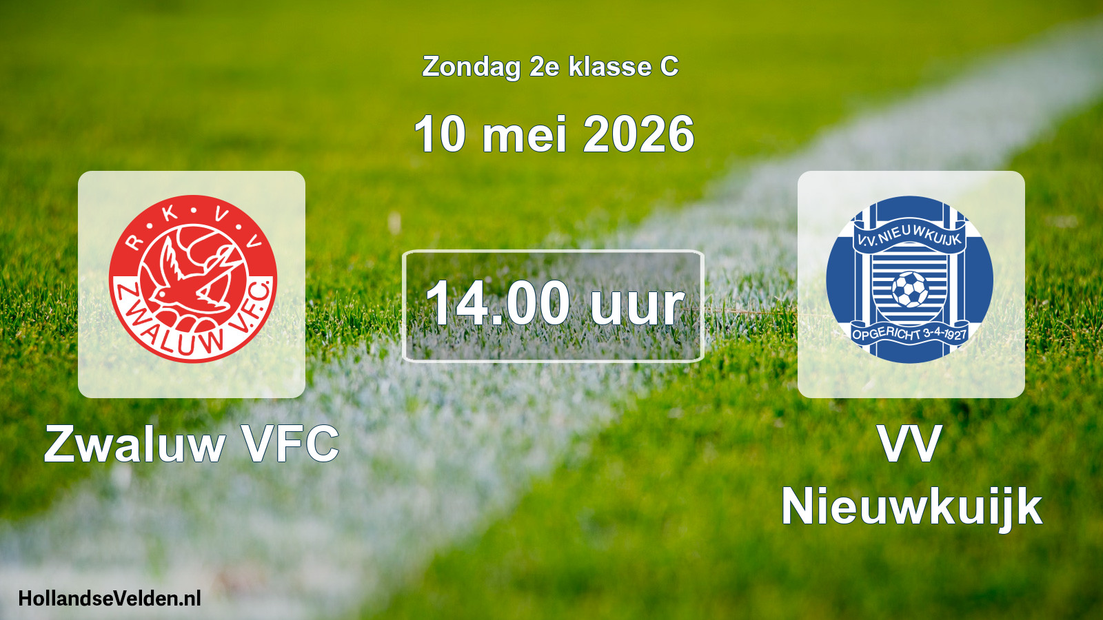 Geplande wedstrijd: Zwaluw VFC - VV Nieuwkuijk (10 mei 2026)