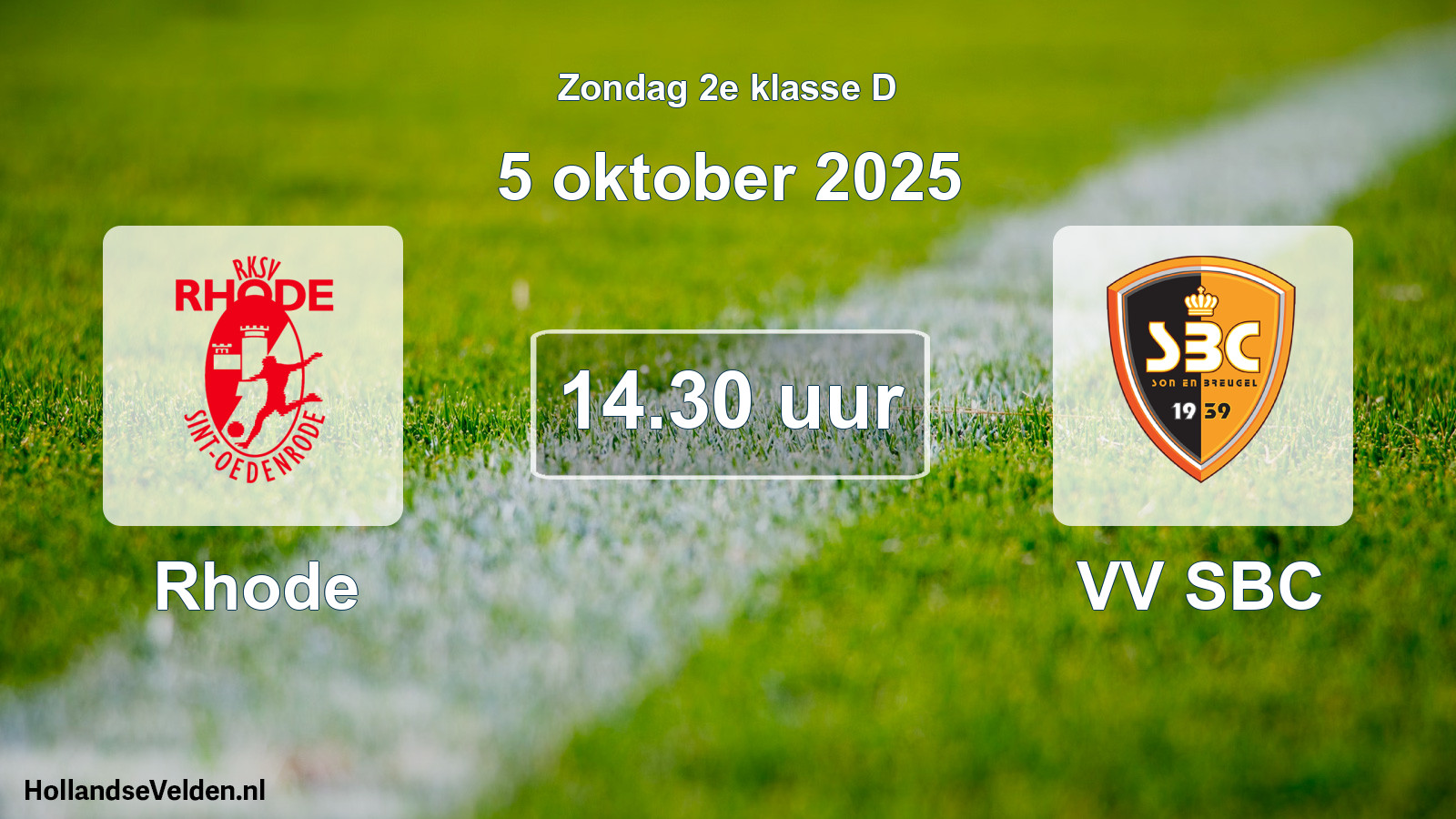 Geplande wedstrijd: Rhode - VV SBC (5 oktober 2025)