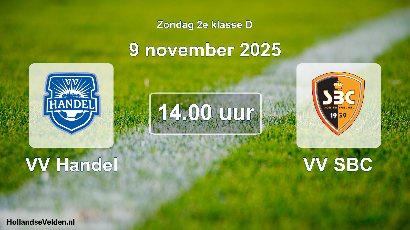 Geplande wedstrijd: VV Handel - VV SBC (9 november 2025)