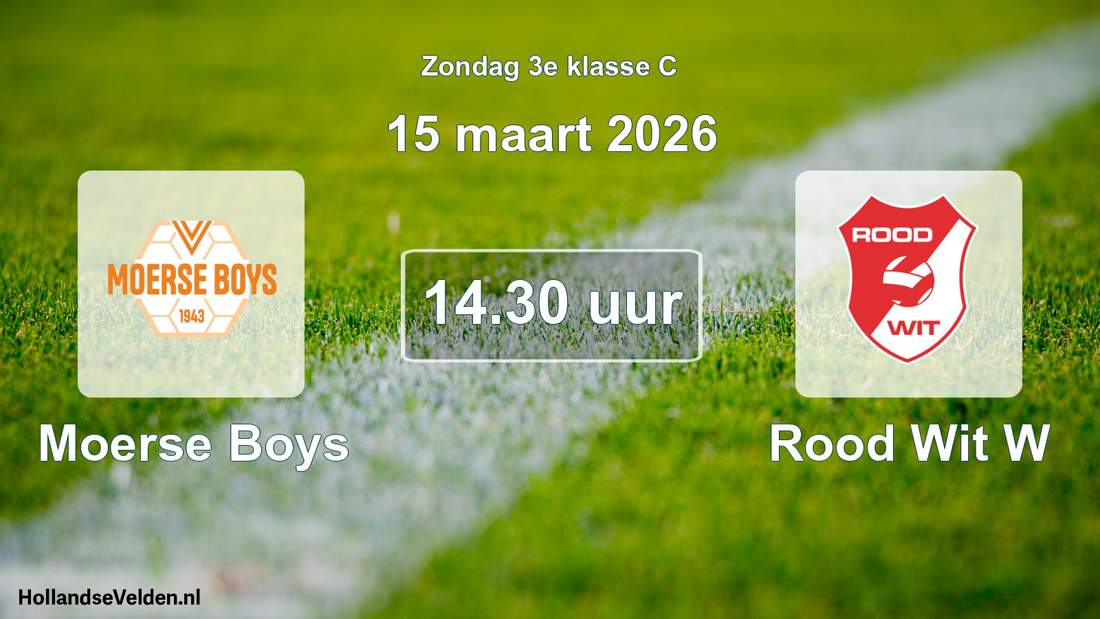 Geplande wedstrijd: Moerse Boys - Rood Wit W (15 maart 2026)