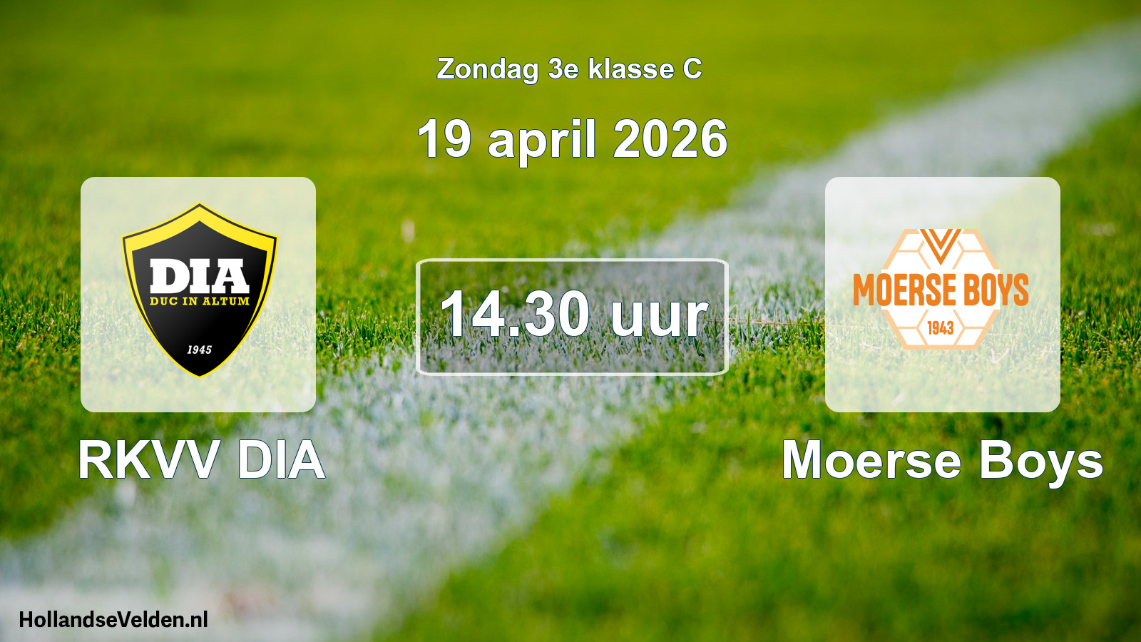 Scheduled Match: RKVV DIA - Moerse Boys (19 April 2026)
