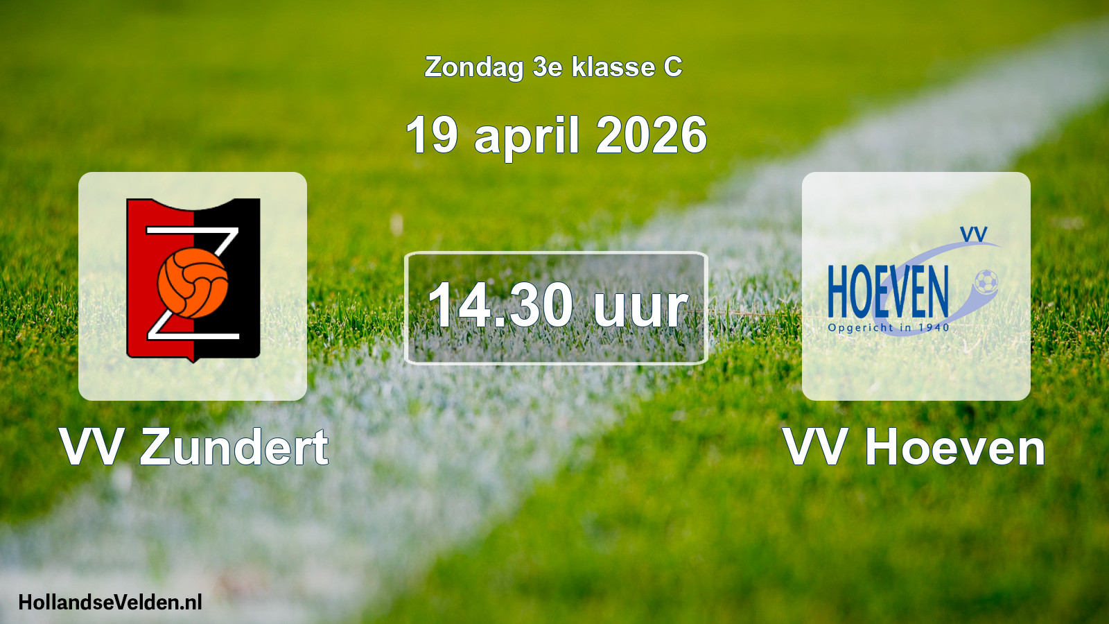 Geplande wedstrijd: VV Zundert - VV Hoeven (19 april 2026)