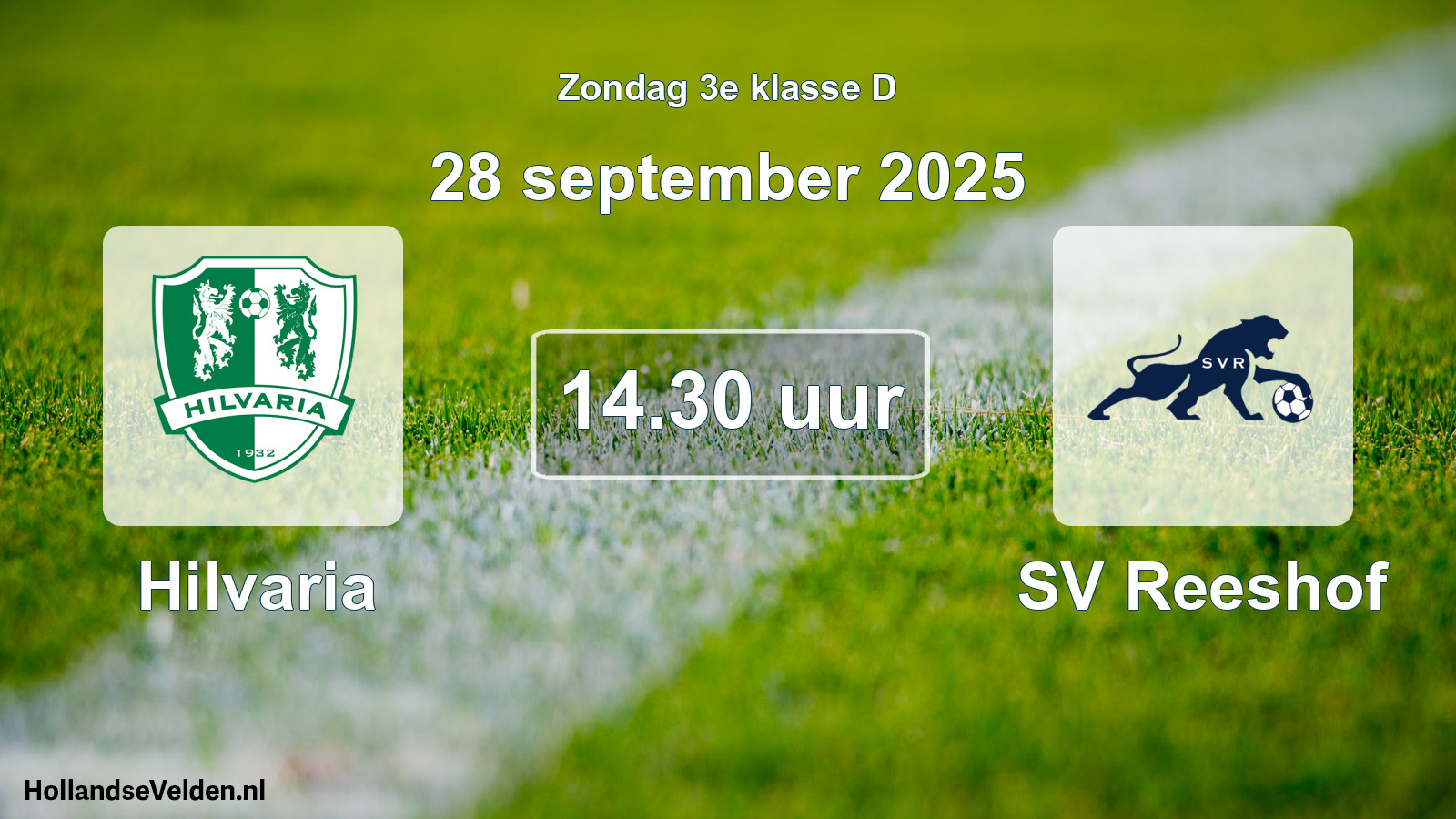 Geplande wedstrijd: Hilvaria - SV Reeshof (28 september 2025)