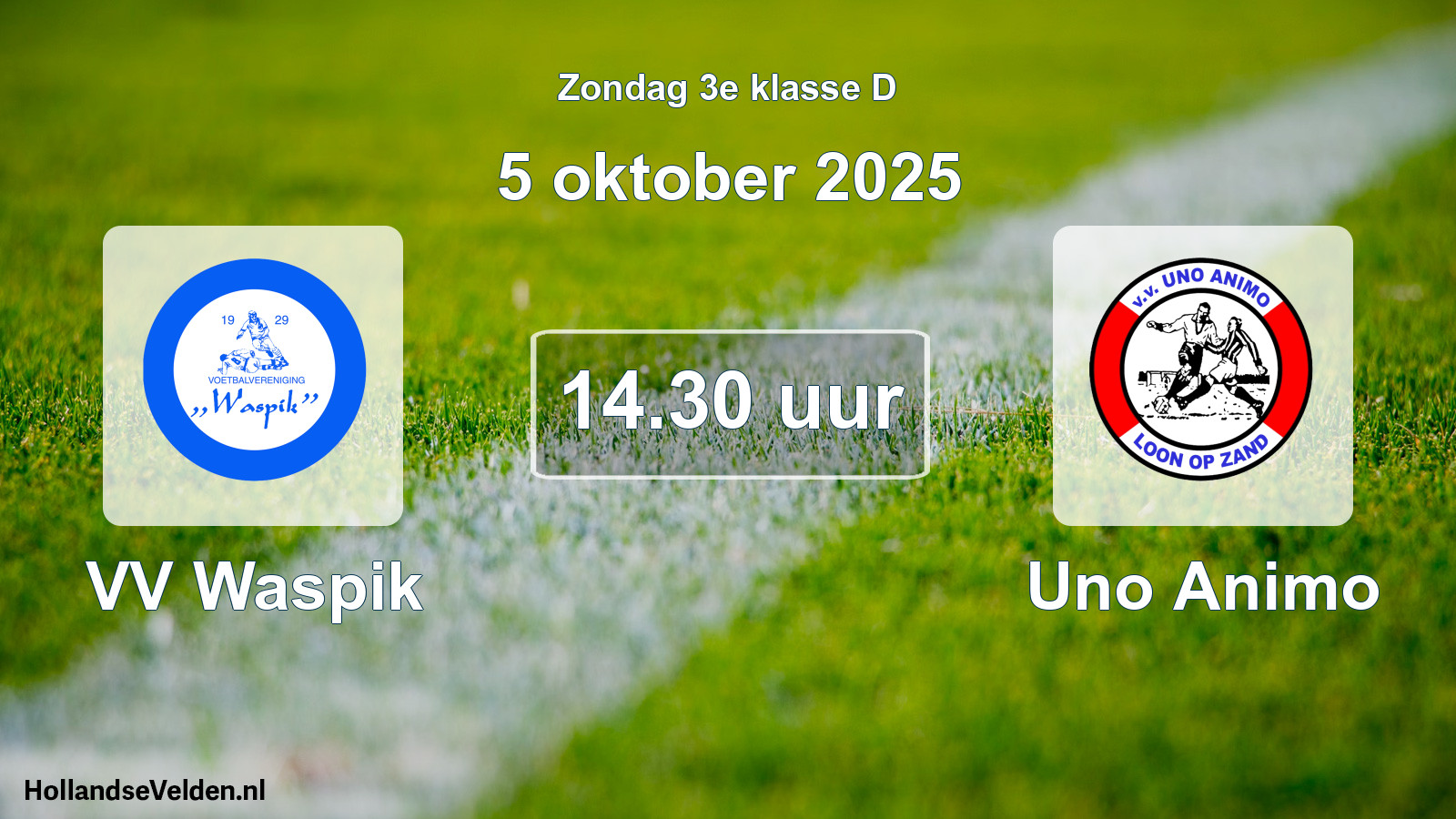 Geplande wedstrijd: VV Waspik - Uno Animo (5 oktober 2025)