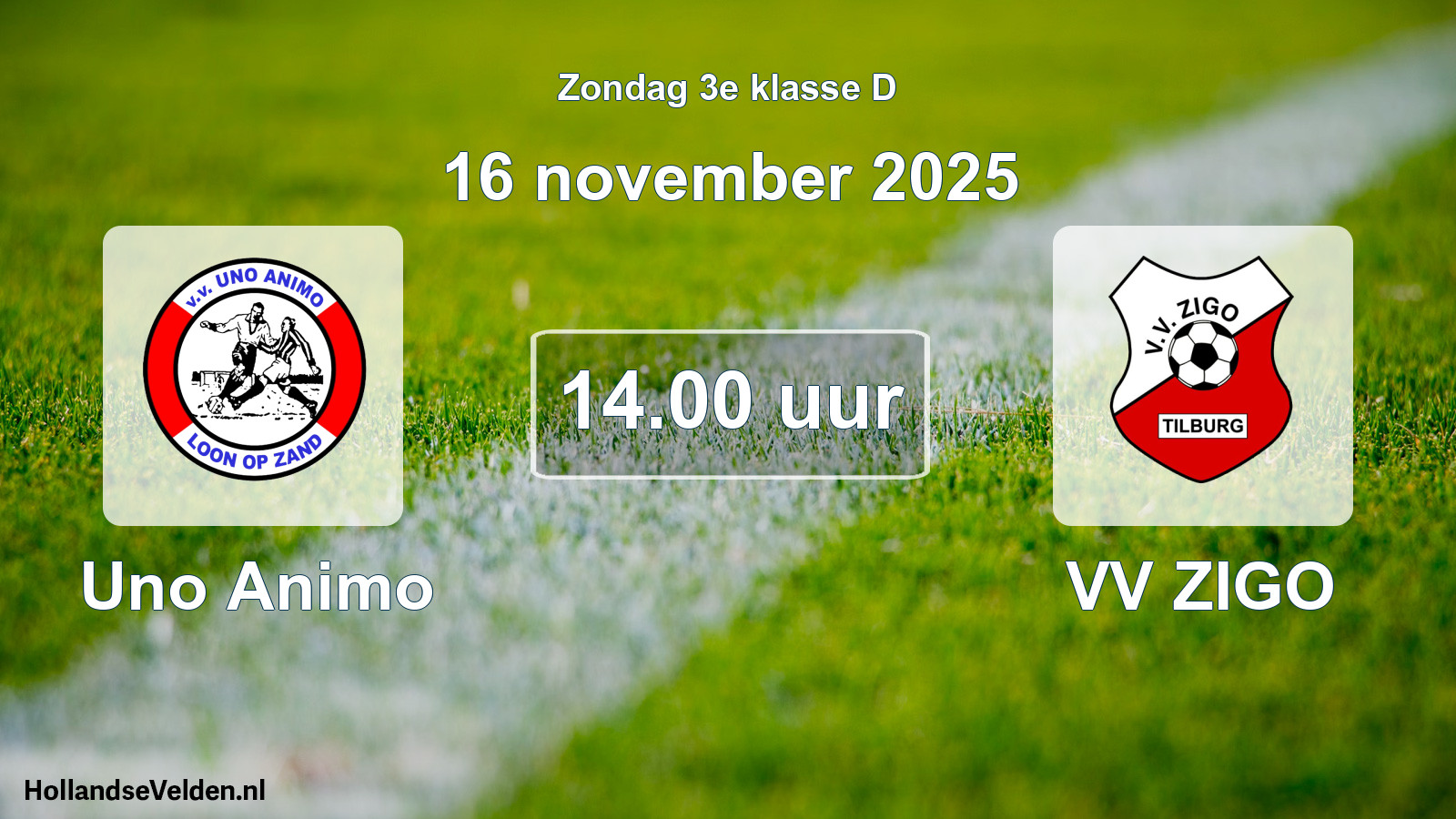 Geplande wedstrijd: Uno Animo - VV ZIGO (16 november 2025)