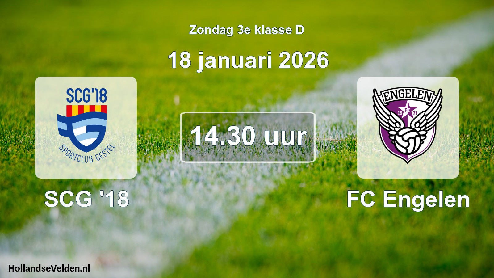 Geplande wedstrijd: SCG '18 - FC Engelen (18 januari 2026)