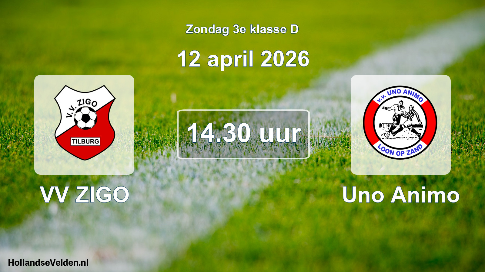 Geplande wedstrijd: VV ZIGO - Uno Animo (12 april 2026)