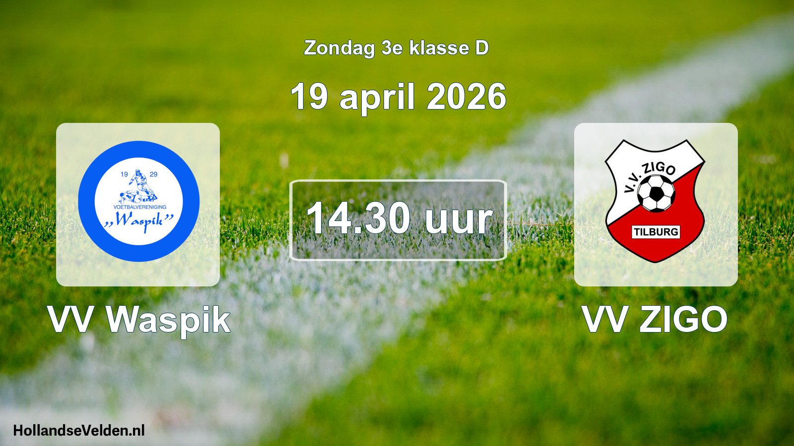 Geplande wedstrijd: VV Waspik - VV ZIGO (19 april 2026)
