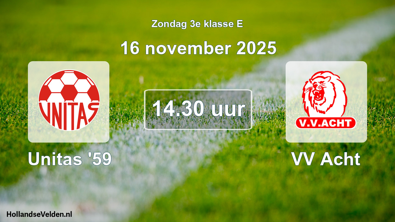Geplande wedstrijd: Unitas '59 - VV Acht (16 november 2025)
