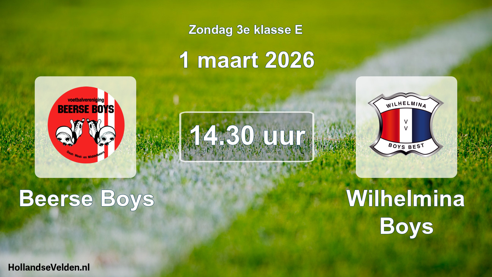 Geplande wedstrijd: Beerse Boys - Wilhelmina Boys (1 maart 2026)