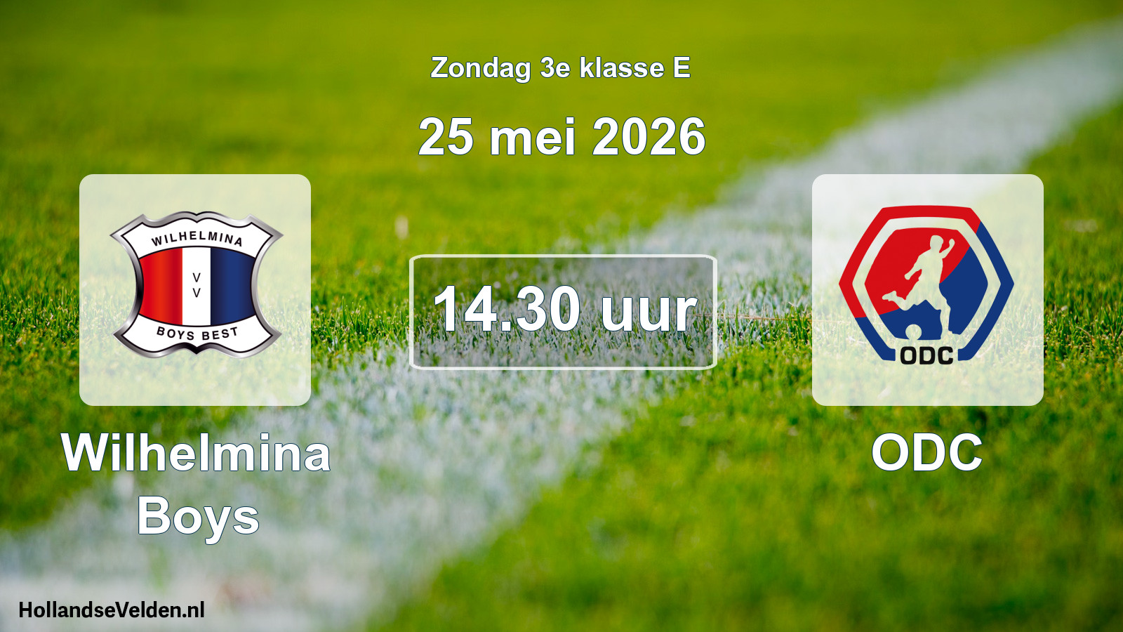 Geplande wedstrijd: Wilhelmina Boys - ODC (25 mei 2026)