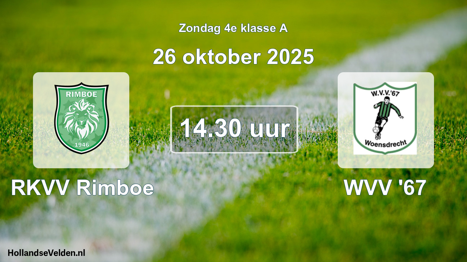 Geplande wedstrijd: RKVV Rimboe - WVV '67 (26 oktober 2025)