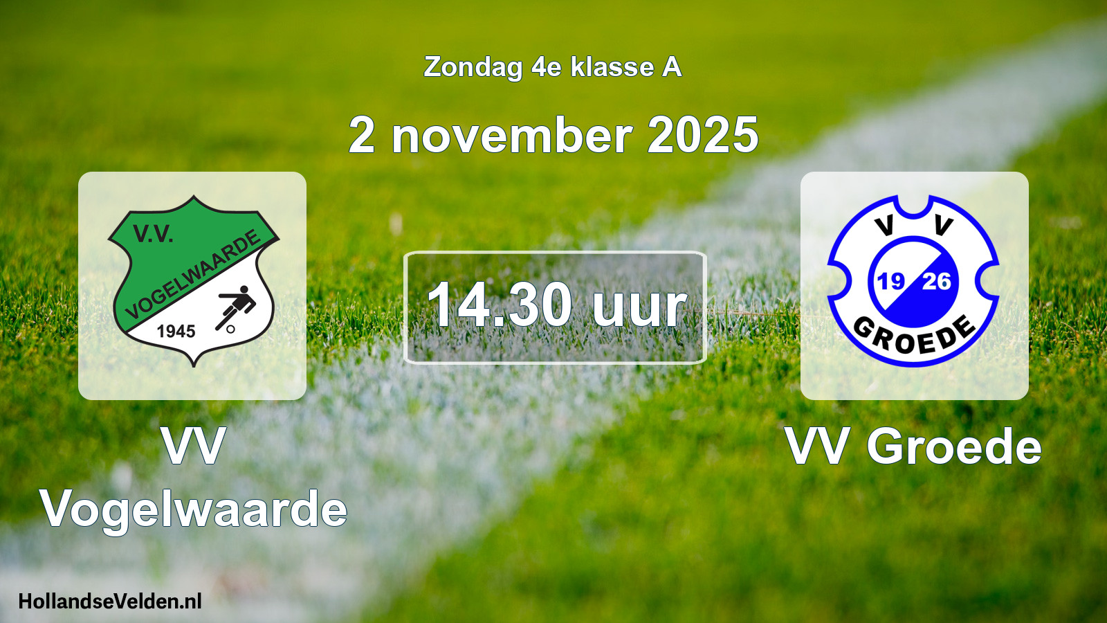 Geplande wedstrijd: VV Vogelwaarde - VV Groede (2 november 2025)