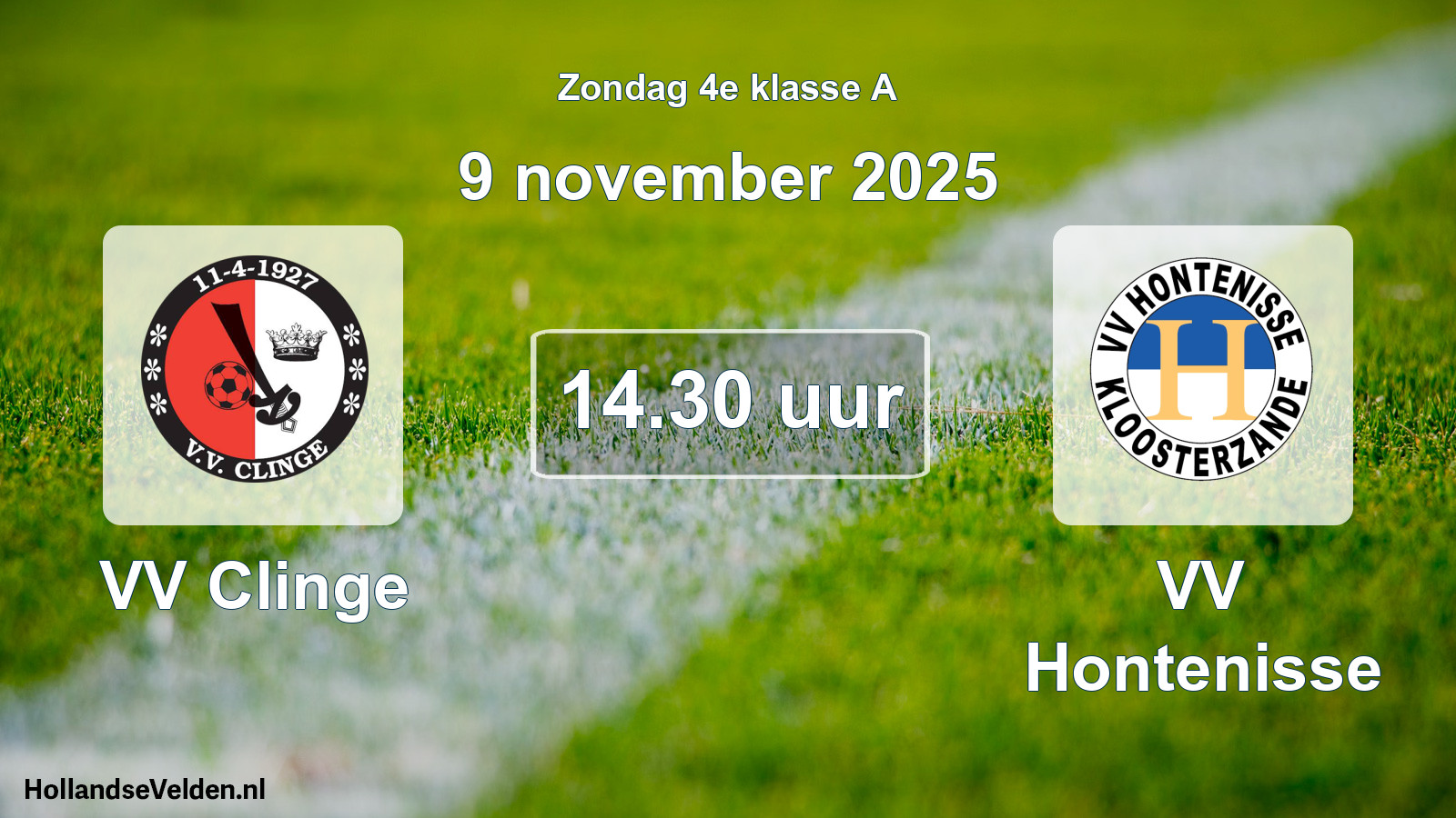 Geplande wedstrijd: VV Clinge - VV Hontenisse (9 november 2025)