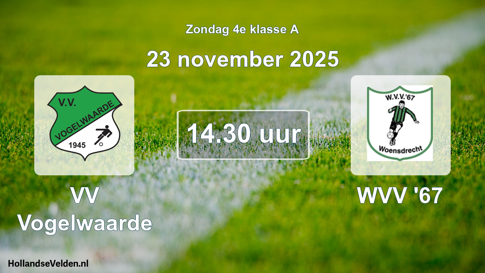 Geplande wedstrijd: VV Vogelwaarde - WVV '67 (23 november 2025)
