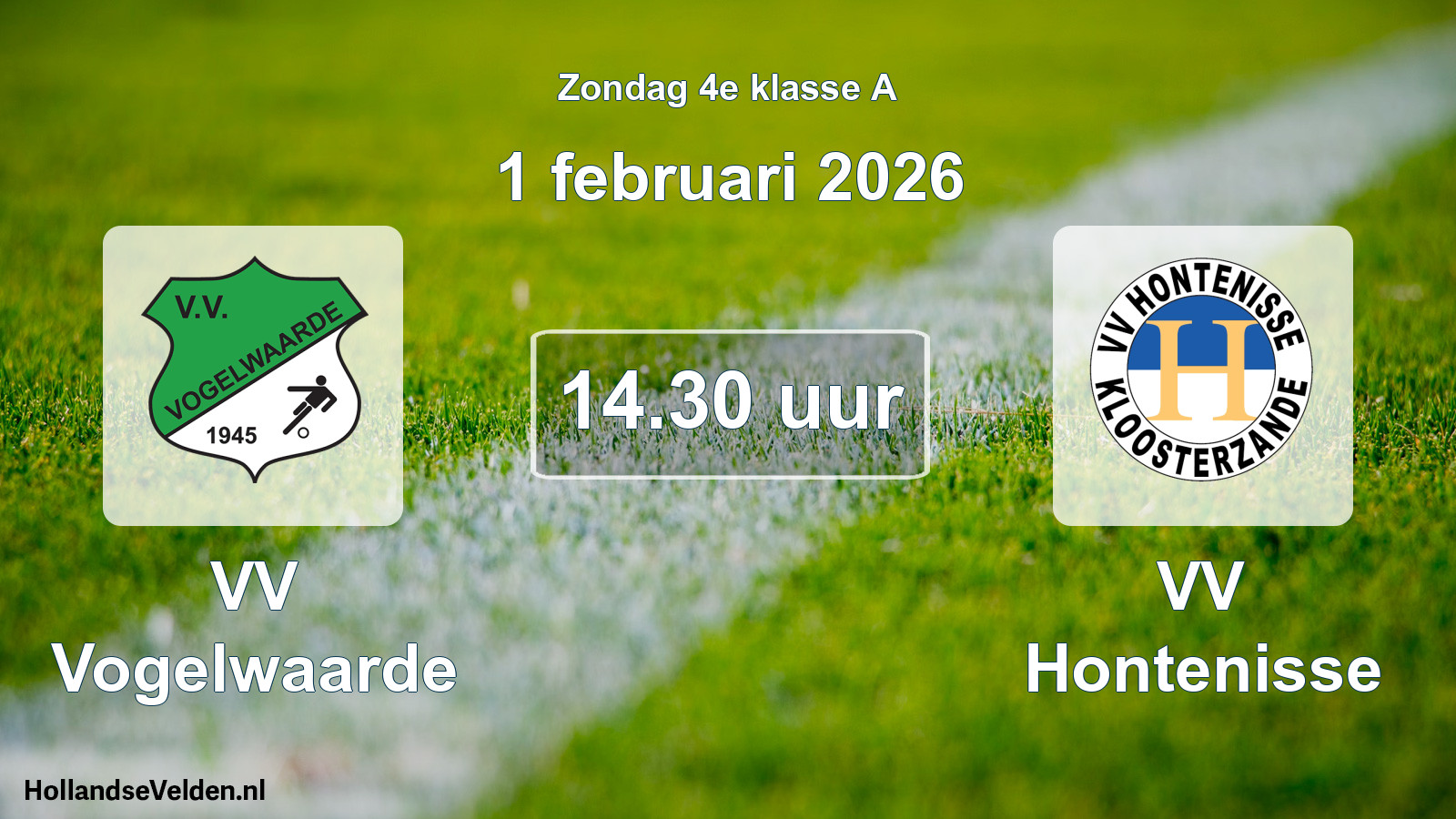 Geplande wedstrijd: VV Vogelwaarde - VV Hontenisse (1 februari 2026)
