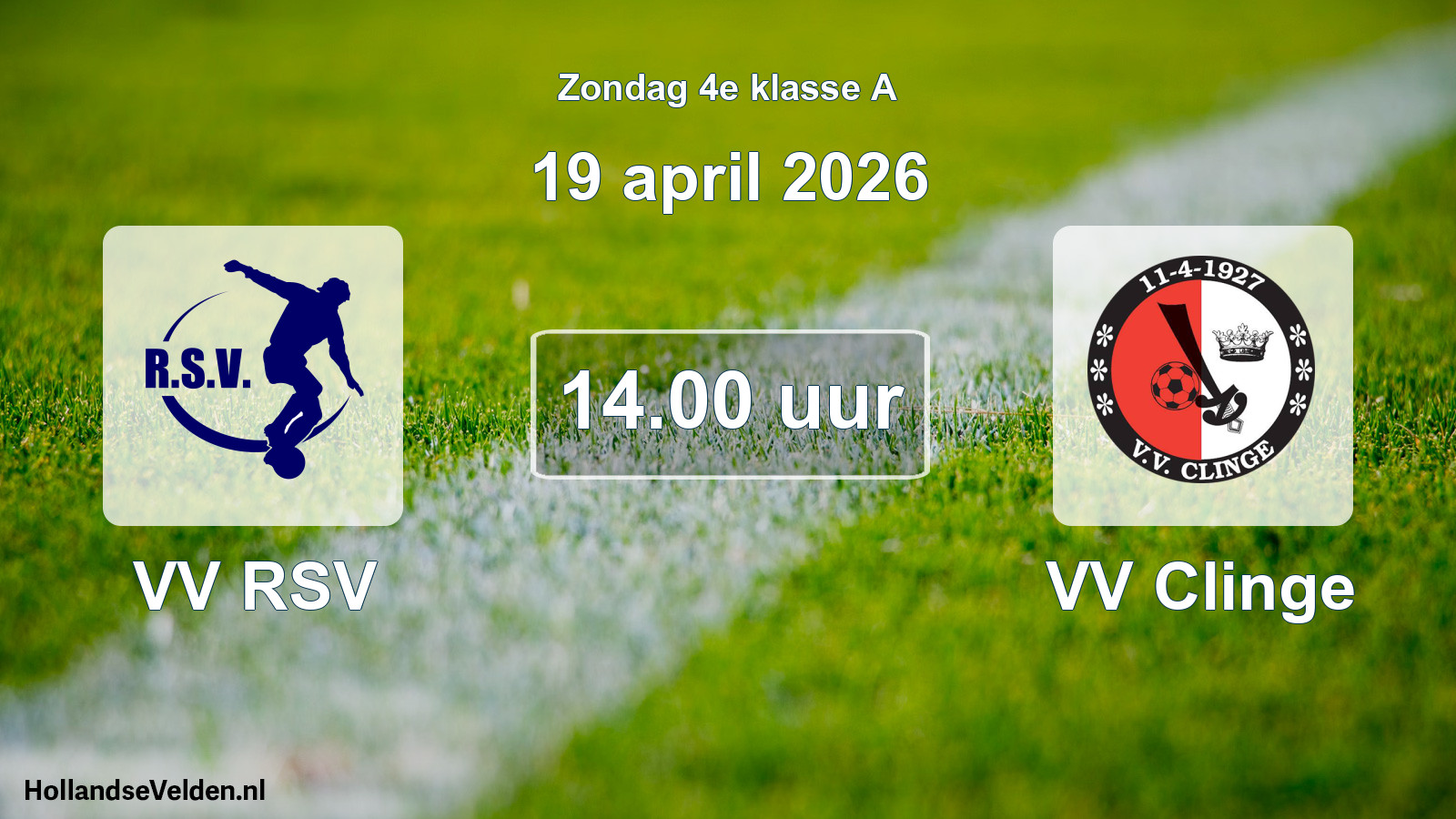 Geplande wedstrijd: VV RSV - VV Clinge (19 april 2026)