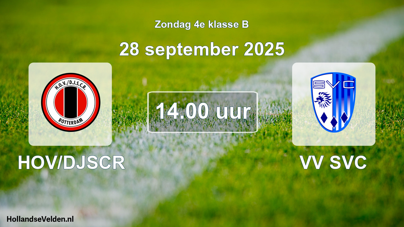Geplande wedstrijd: HOV/DJSCR - VV SVC (28 september 2025)