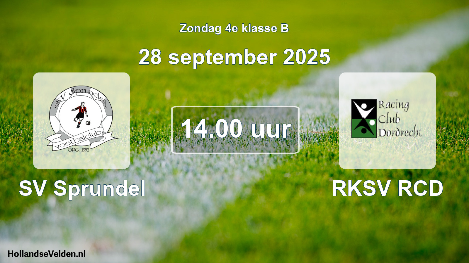 Geplande wedstrijd: SV Sprundel - RKSV RCD (28 september 2025)