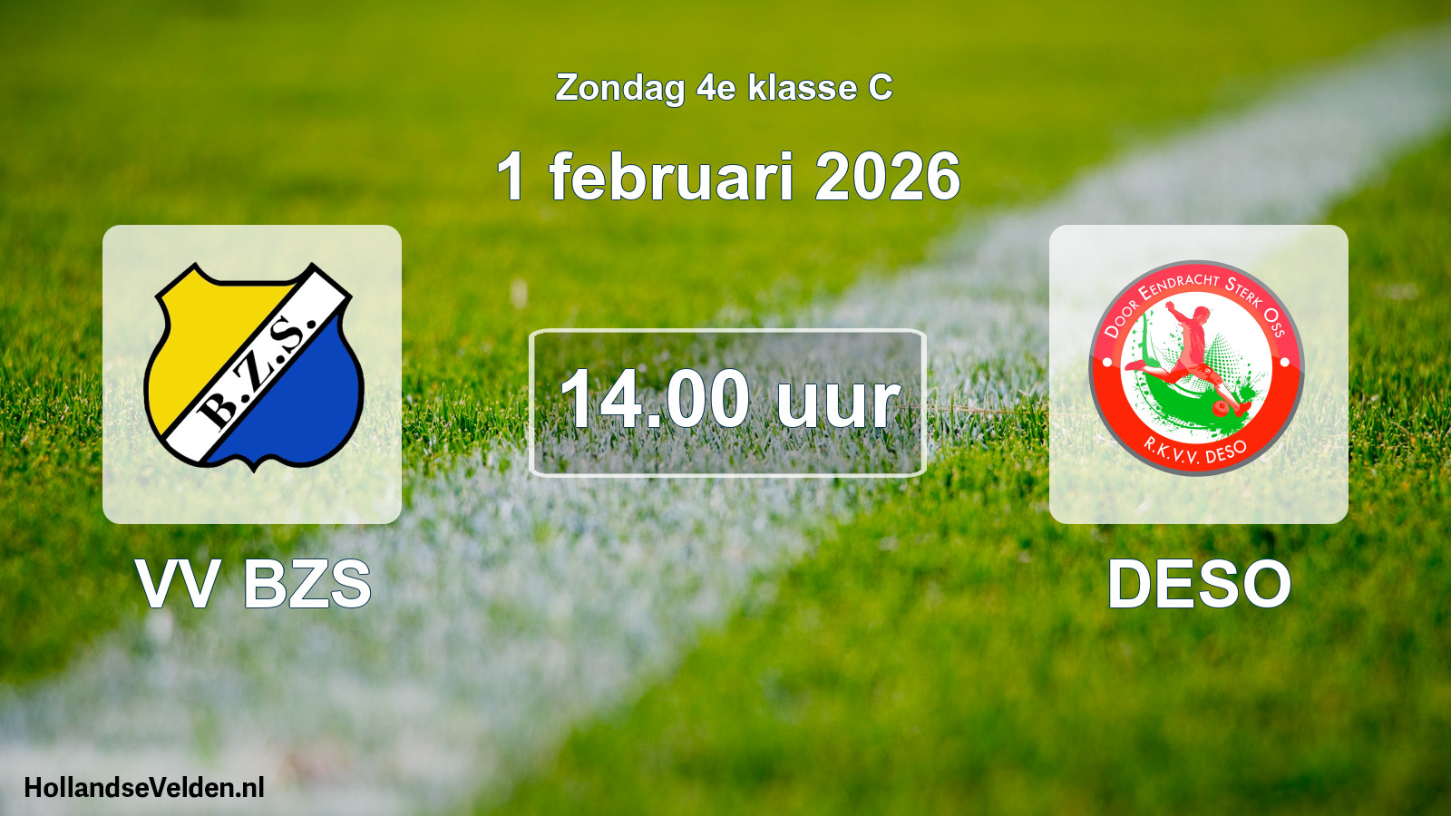 Geplande wedstrijd: VV BZS - DESO (1 februari 2026)