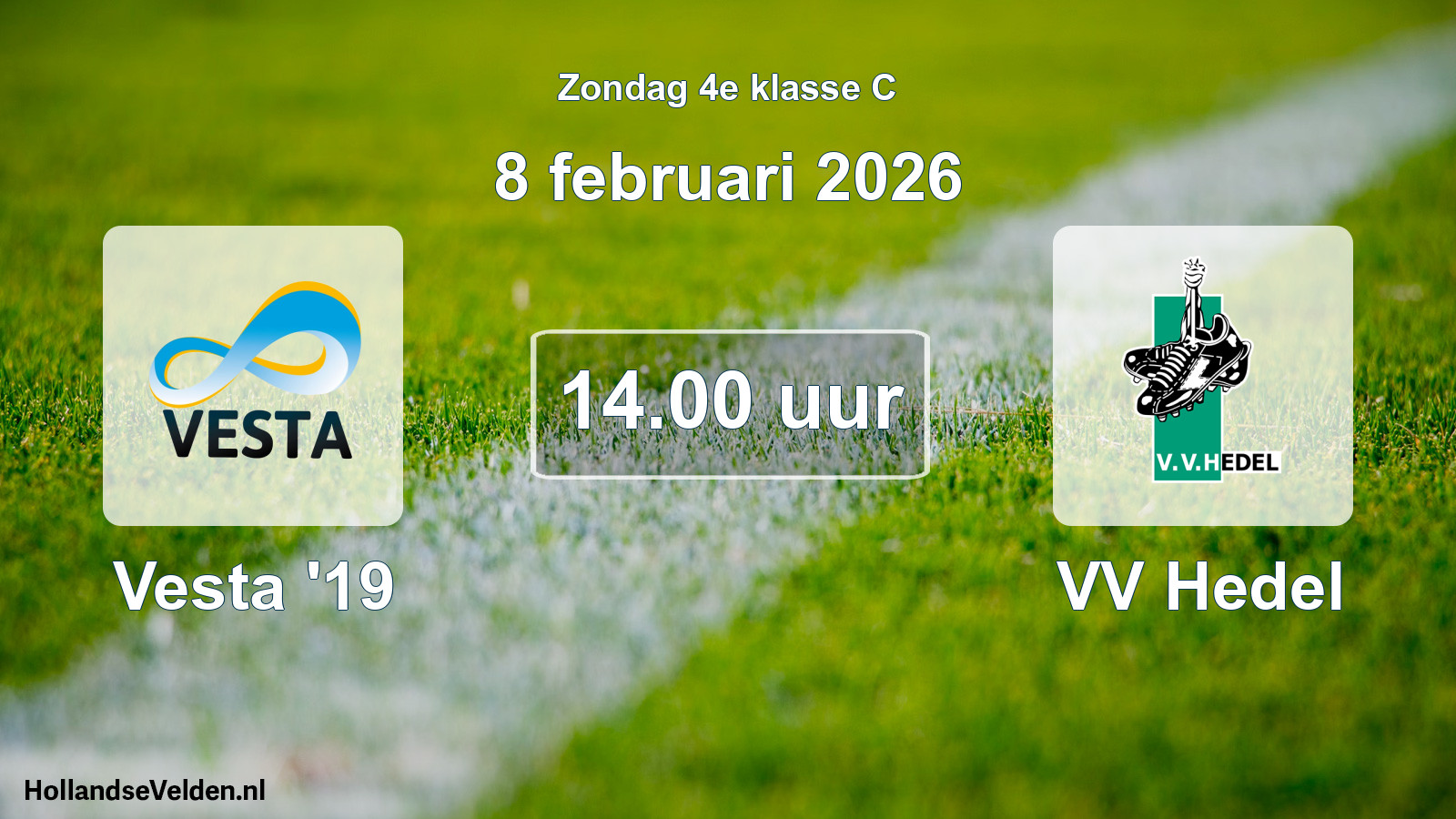 Geplande wedstrijd: Vesta '19 - VV Hedel (8 februari 2026)