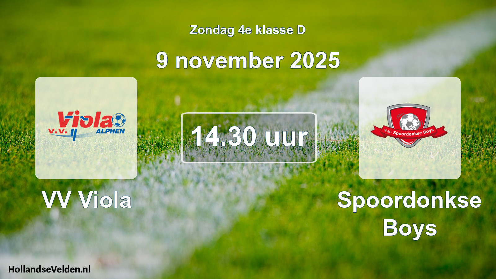 Geplande wedstrijd: VV Viola - Spoordonkse Boys (9 november 2025)