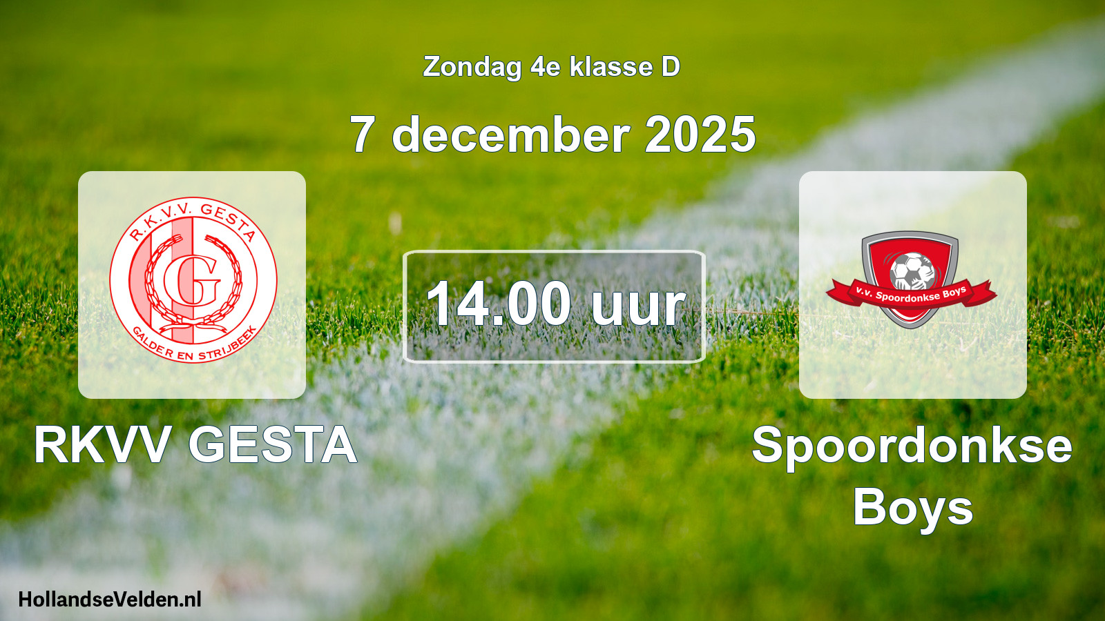Scheduled Match: RKVV GESTA - Spoordonkse Boys (7 December 2025)