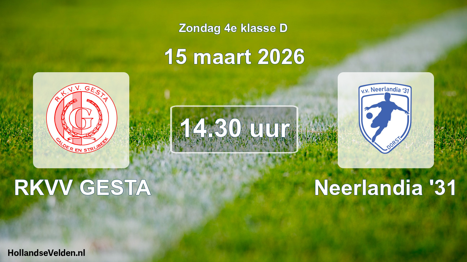 Geplande wedstrijd: RKVV GESTA - Neerlandia '31 (15 maart 2026)