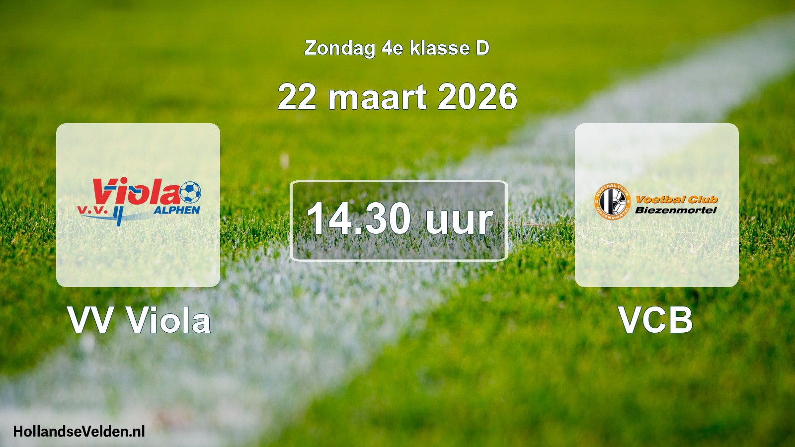 Geplande wedstrijd: VV Viola - VCB (22 maart 2026)