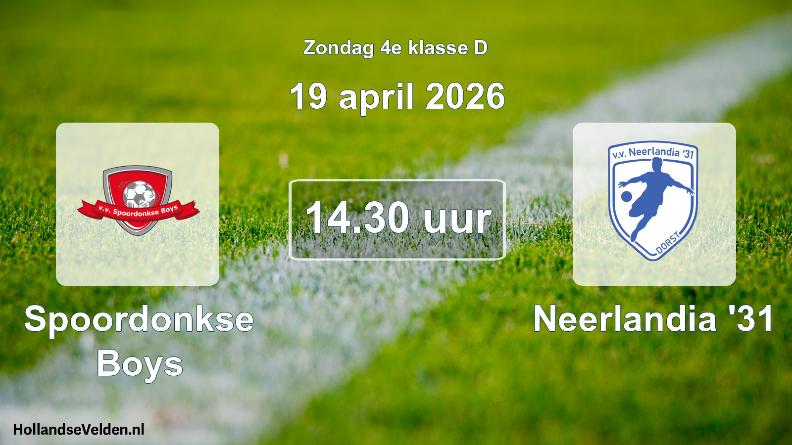 Scheduled Match: Spoordonkse Boys - Neerlandia '31 (19 April 2026)