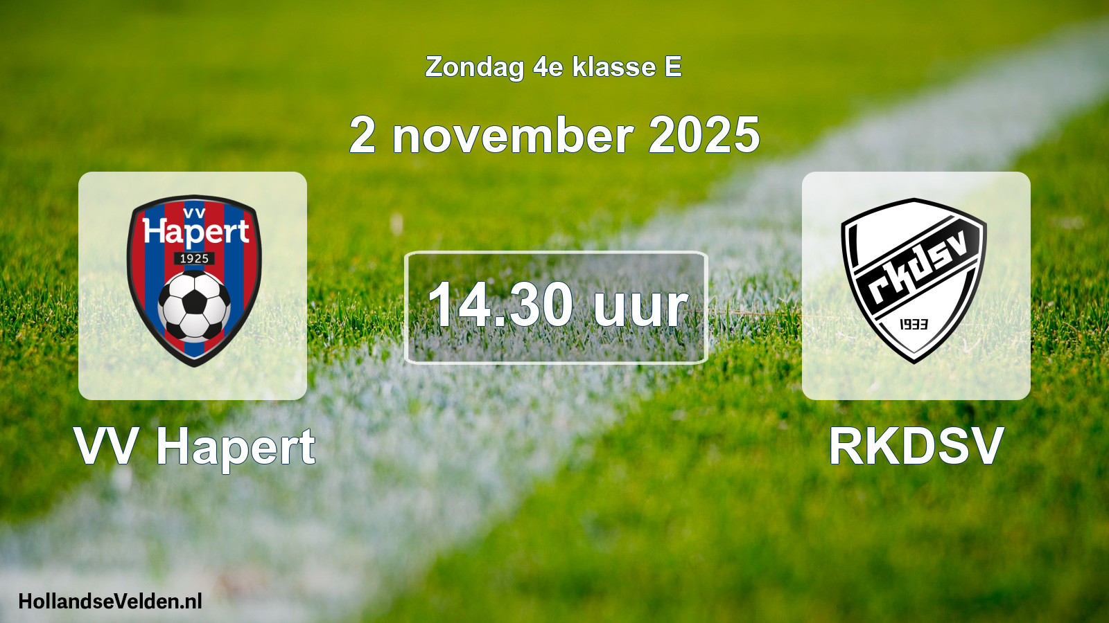 Geplande wedstrijd: VV Hapert - RKDSV (2 november 2025)