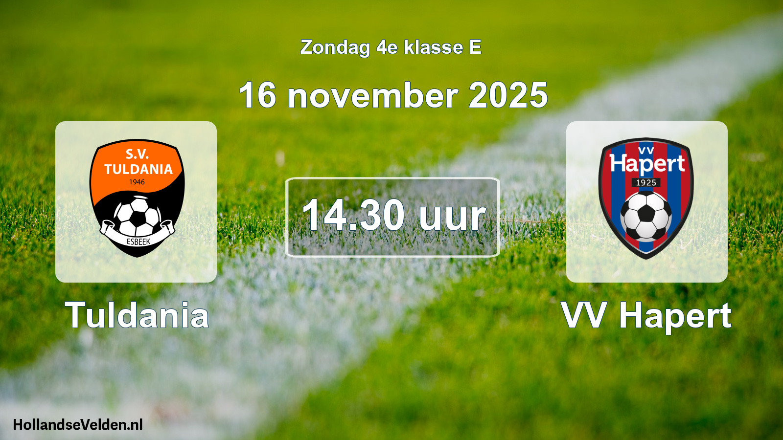 Geplande wedstrijd: Tuldania - VV Hapert (16 november 2025)