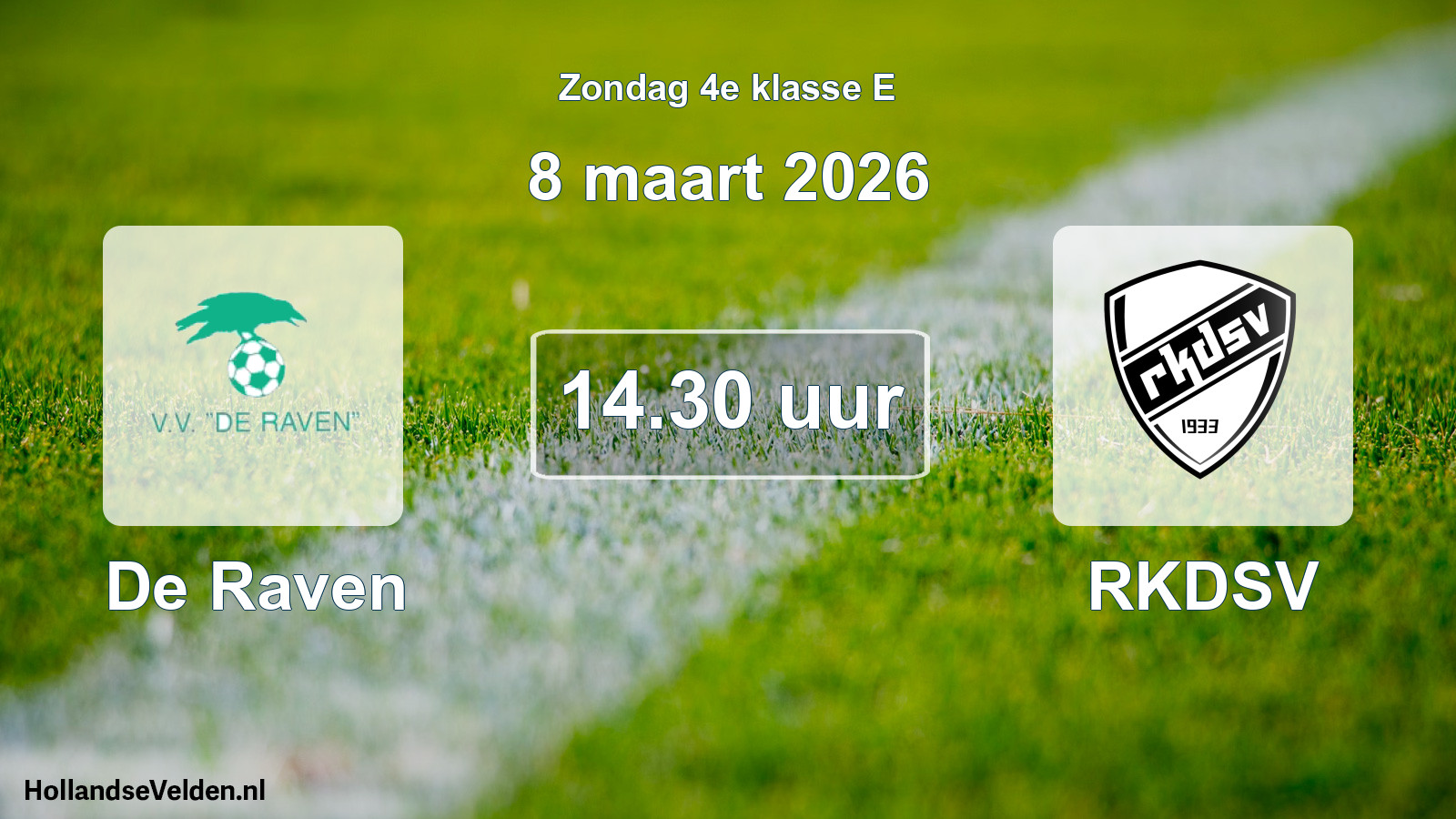 Geplande wedstrijd: De Raven - RKDSV (8 maart 2026)
