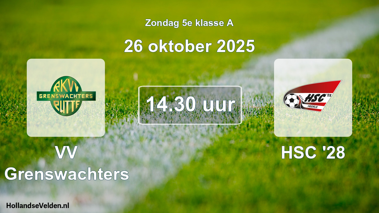 Geplande wedstrijd: VV Grenswachters - HSC '28 (26 oktober 2025)
