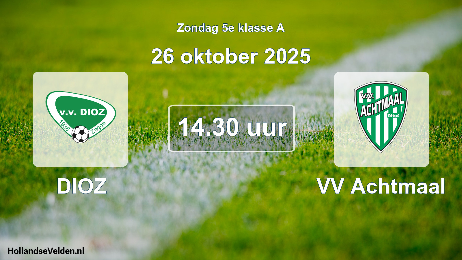 Geplande wedstrijd: DIOZ - VV Achtmaal (26 oktober 2025)