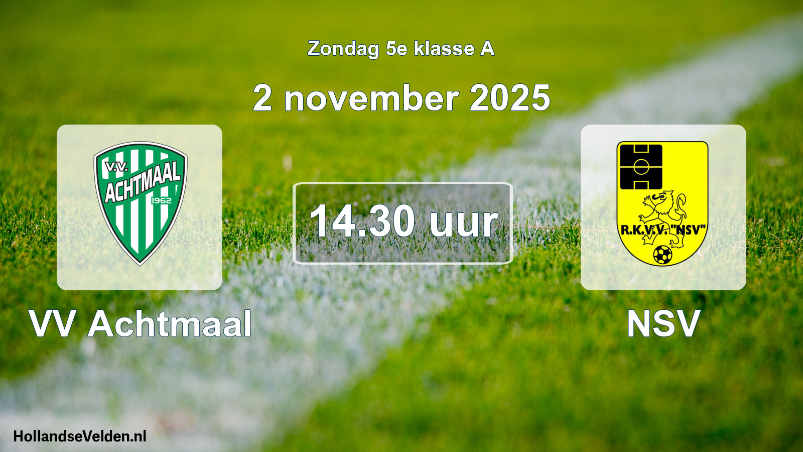 Geplande wedstrijd: VV Achtmaal - NSV (2 november 2025)