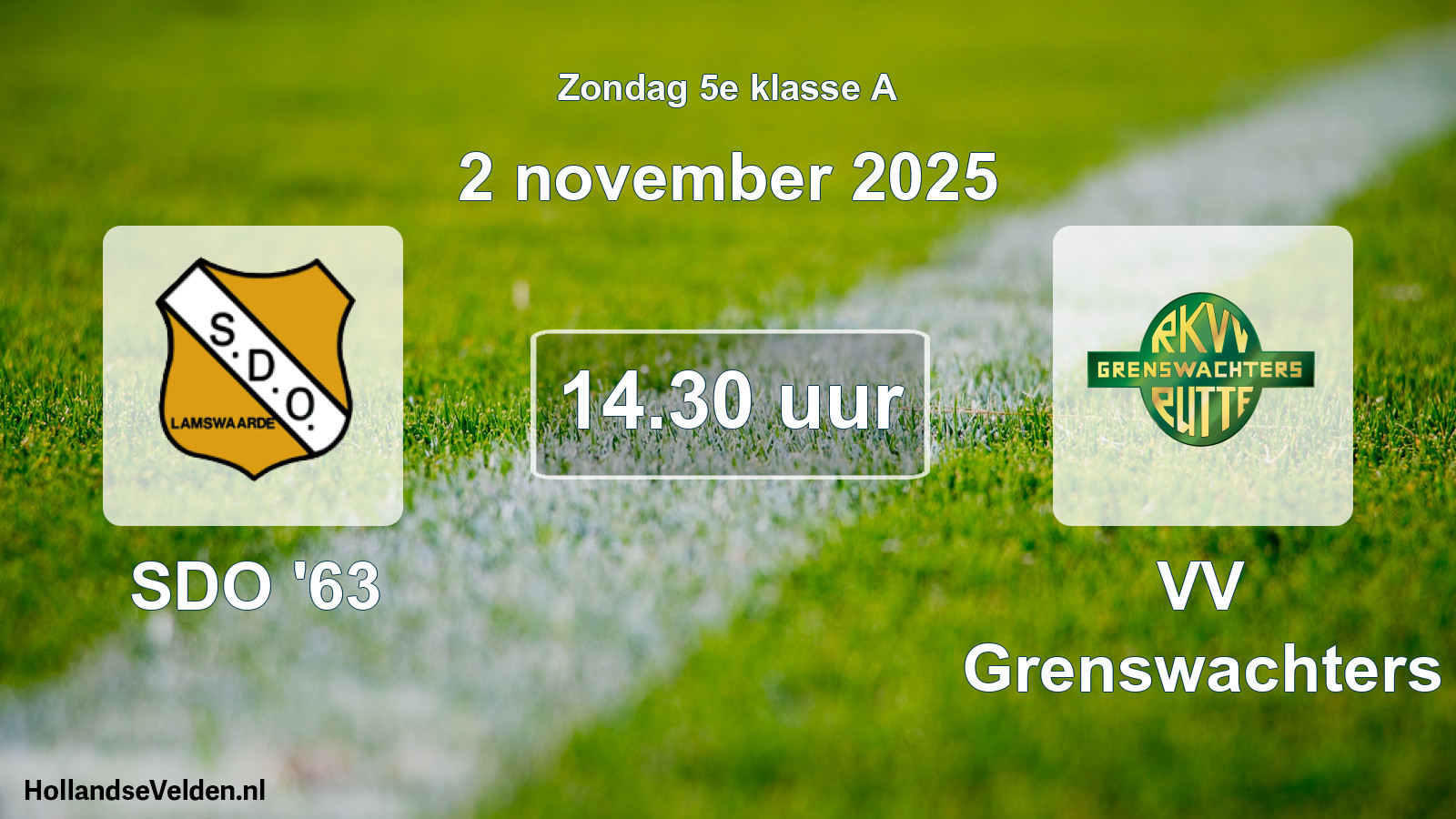 Geplande wedstrijd: SDO '63 - VV Grenswachters (2 november 2025)
