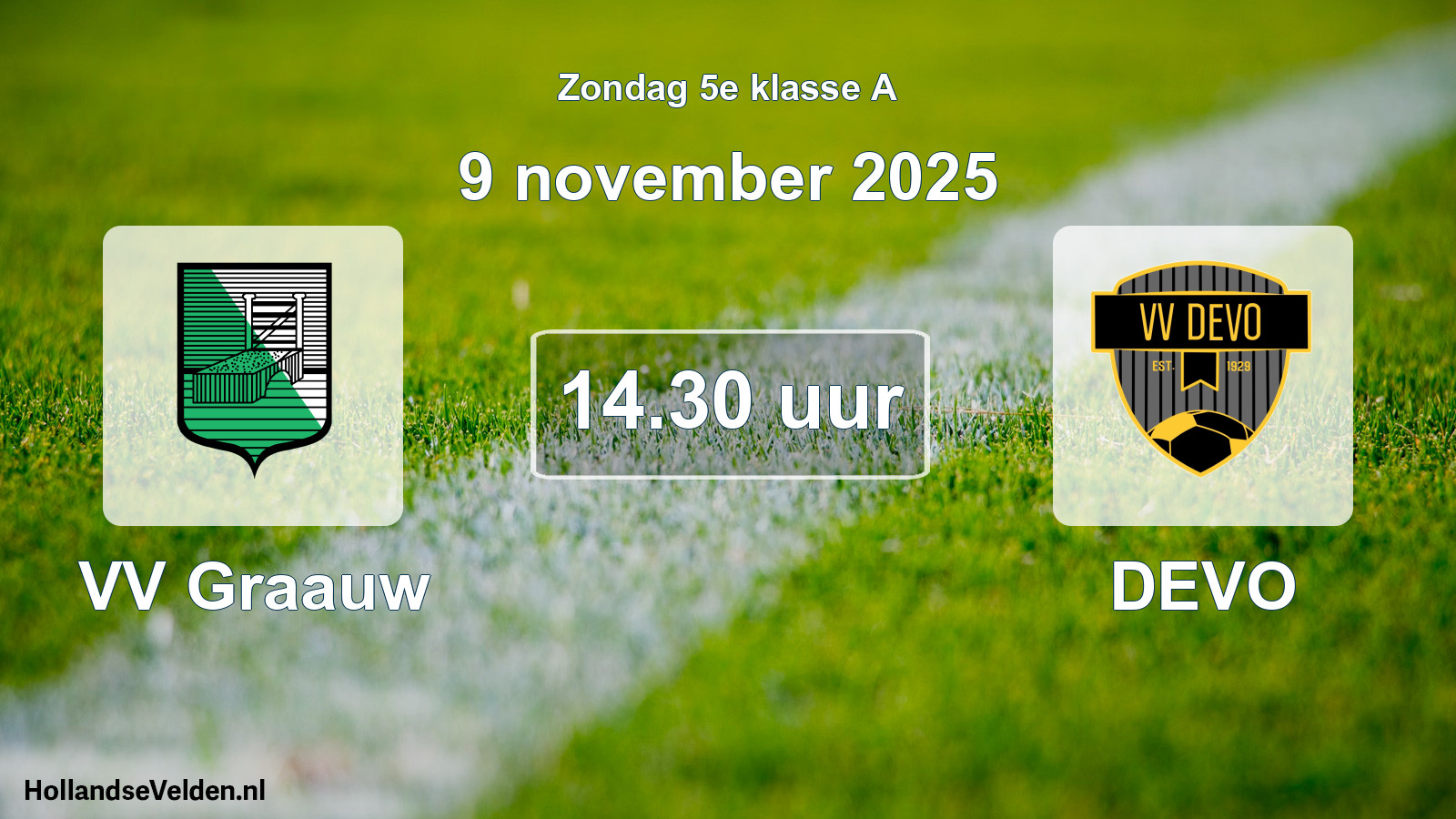 Geplande wedstrijd: VV Graauw - DEVO (9 november 2025)
