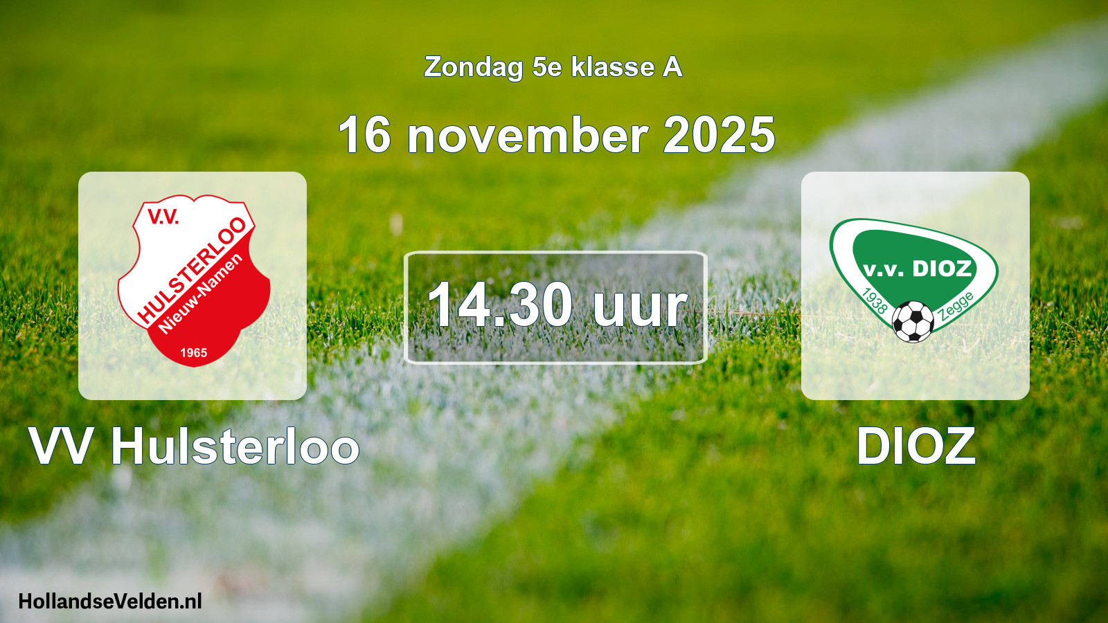 Geplande wedstrijd: VV Hulsterloo - DIOZ (16 november 2025)
