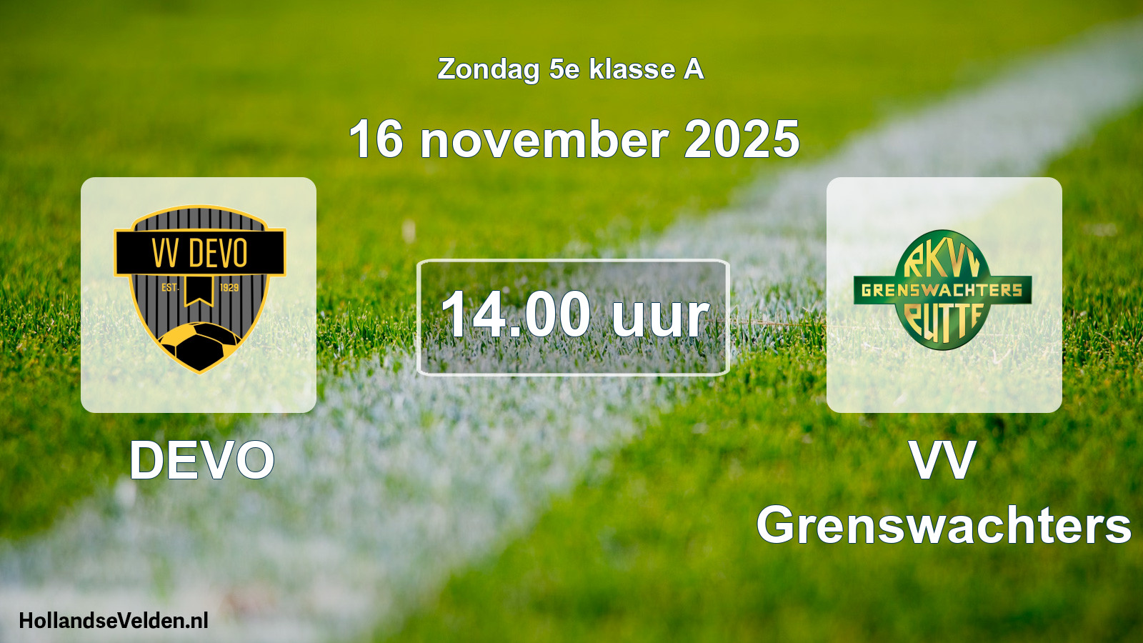 Geplande wedstrijd: DEVO - VV Grenswachters (16 november 2025)