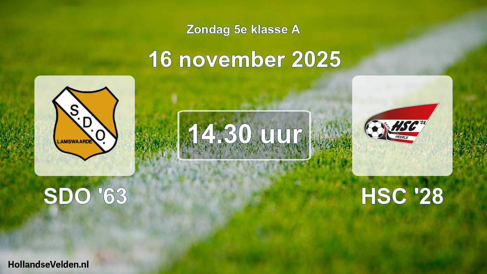 Geplande wedstrijd: SDO '63 - HSC '28 (16 november 2025)