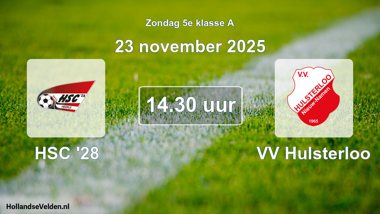 Geplande wedstrijd: HSC '28 - VV Hulsterloo (23 november 2025)