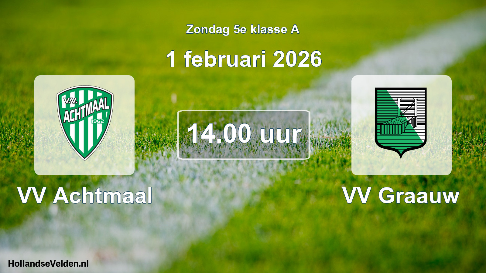 Geplande wedstrijd: VV Achtmaal - VV Graauw (1 februari 2026)