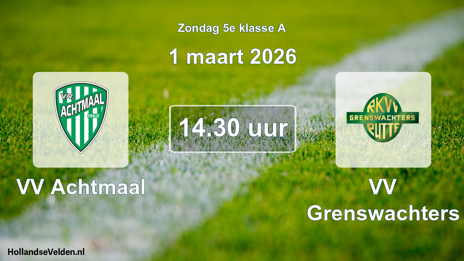 Geplande wedstrijd: VV Achtmaal - VV Grenswachters (1 maart 2026)