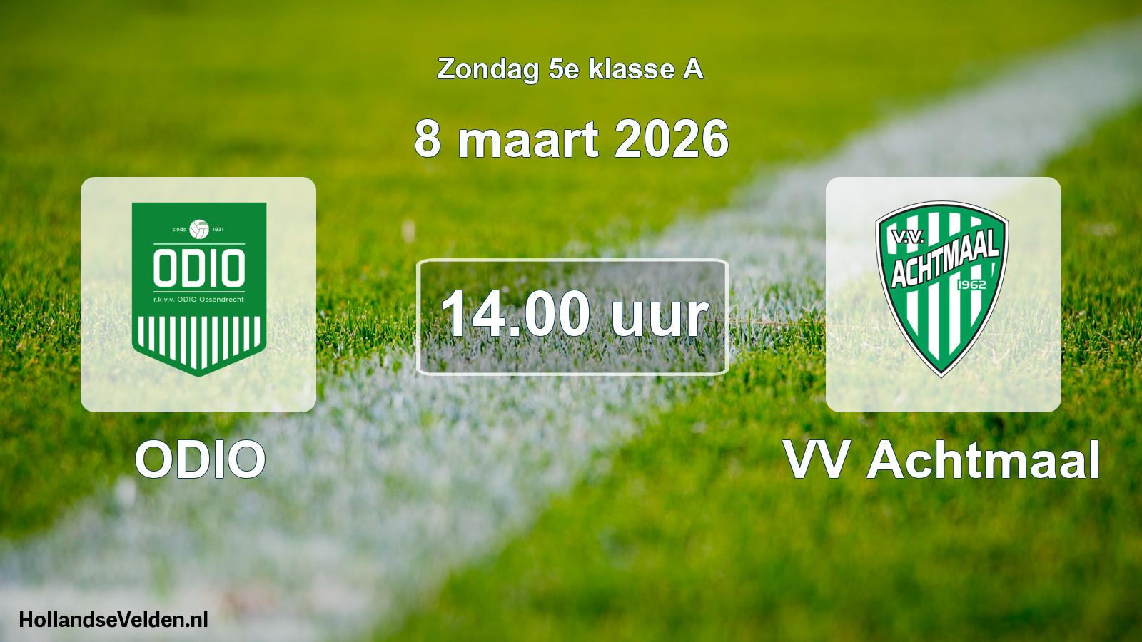 Geplande wedstrijd: ODIO - VV Achtmaal (8 maart 2026)