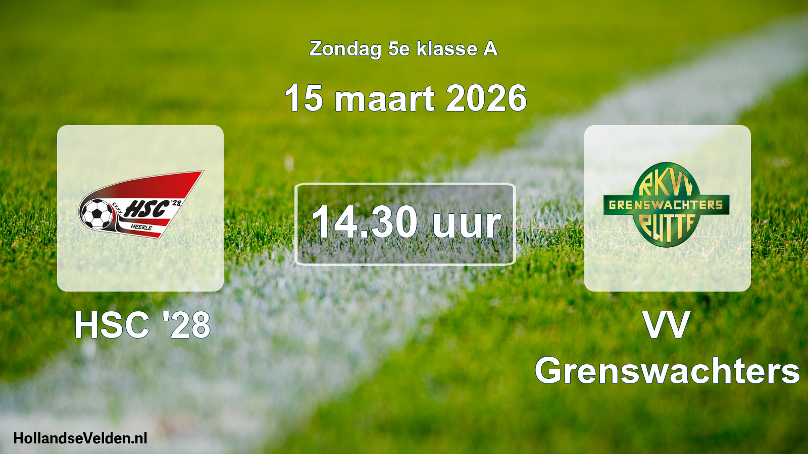 Geplande wedstrijd: HSC '28 - VV Grenswachters (15 maart 2026)